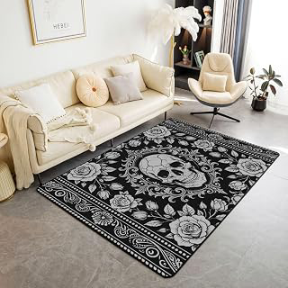 Feelyou Jacquard Damask Area Rug 3x5 Polyester Gray Skull Printed Living Room Rugs for Bedroom Damask Floral Decor Carpet Vintage Indoor Floor: Jacquard Weave and Production Notes