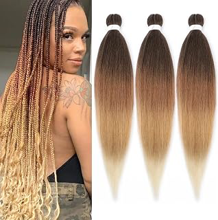 1B/30/27/613# 4 Tones Ombre Braiding Hair Pre stretched 30 Inch 3 Packs Yaki Texture Hot Water Setting Hair Extensions for Box Braids: Ombre Dyeing and Production Notes