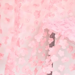 1 Yard Embroidery Flower Lace Fabric, Pink 3D Flower Lace Fabric Mesh Tulle lace for DIY Wedding Dress Costume Accessories Veil Home Decor: Fabric Sourcing and Quality Notes