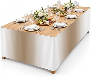 9Ft Table Skirt, Khaki White Ombre Table Skirt for Rectangle Tables & Round Tables, Decorative Desk Skirts, Modern Abstract Art Farmhouse: Ombre Dyeing and Production Notes