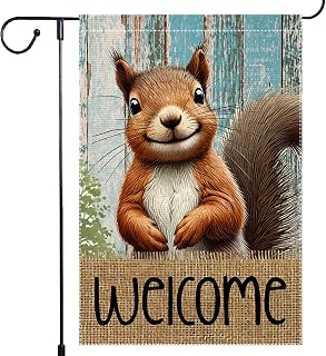Fall Garden Flag Welcome Autumn Garden Flags 12x18 inch Double Sided Small Burlap Squirrel Decor Yard Lawn Outdoor Home Decoratio: Fabric Sourcing and Quality Notes