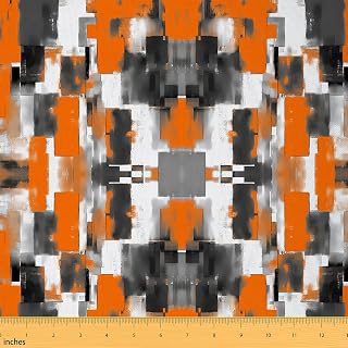 jejeloiu Orange Black Buffalo Check Soft Flannel Fabric by The Yard 3 Yards Geometric Modern Abstract Art Plaid Square Upholstery Fabric Girls: Fabric Sourcing and Quality Notes