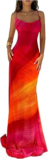 Women's Sunset Ombre Maxi Dress Backless Beach Mesh Fishtail Dress: Ombre Dyeing and Production Notes