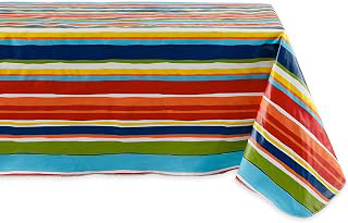DII Vinyl Tabletop Collection Indoor/Outdoor Spill-Proof Flannel Backed Tablecloth, Rectangle, 60x102, Summer Stripe: Fabric Sourcing and Quality Notes