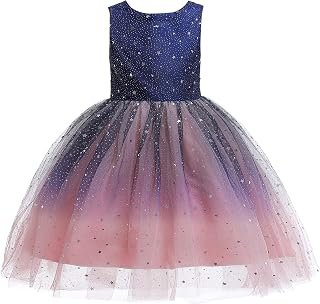 Princess Sparkle Tulle Dress Little/Big Girls A Line Bridesmaid Wedding Birthday Party Pageant Tutu Dresses: Ombre Dyeing and Production Notes
