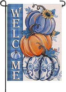 Artofy Welcome Fall Blue Pumpkin Small Decorative Garden Flag, Autumn Plaid: Fabric Sourcing and Quality Notes