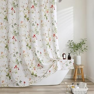 OVZME Floral Printed Shower Curtain 72 Inch Length, Farmhouse Soft Fabric Watercolor Leaf Floral Waterproof Shower Curtain for Bath Bathtub: Print Design and Production Notes