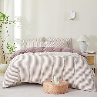 Striped Duvet Cover Queen Size - 3 Pieces Washed Microfiber Jacquard Duvet Cover Set, Striped Bedding Comforter Cover Set with Zipper Ties, 1: Jacquard Weave and Production Notes
