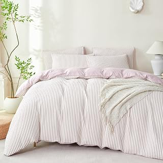 Light Purple Queen Size Comforter Set Striped Soft Luxury Washed Microfiber Jacquard 3 Pieces Bedding, Purple Vertical Ticking Stripes Comforter: Jacquard Weave and Production Notes