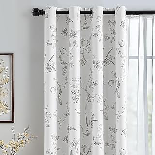 ChrisDowa 100% Grey Blackout Floral Curtains 84 Inches Long 2 Panels: Print Design and Production Notes