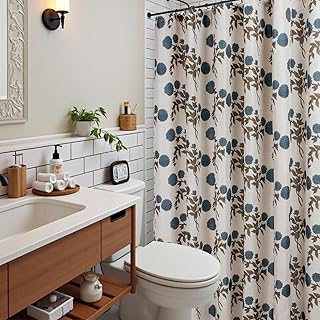 MUGINYU Vintage Blue Floral Shower Curtain-72x72 Inches .Linen Blend Fabric, Rustic Farmhouse Cottagecore Print Pattern for Aesthetic: Jacquard Weave and Production Notes