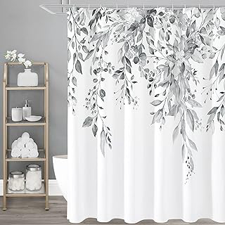 Gibelle Grey Eucalyptus Shower Curtain, Watercolor Floral Print, 72x72: Print Design and Production Notes