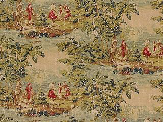 Bosporus Antique Red Antiqued Classic Toile Print Covington Fabric: Jacquard Weave and Production Notes