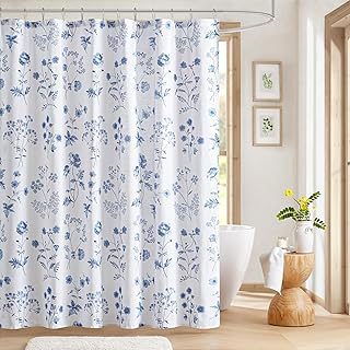 Martha Stewart 100% Cotton Floral Shower Curtain, 72 x 72, Blue: Print Design and Production Notes