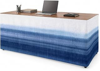 Desk Skirt, Navy Blue Ombre Table Skirts for Rectangle Tables 8Ft, Decorative Desk Skirt for Teacher Desk, Dorm, Farmhouse Modern Gradient Party: Ombre Dyeing and Production Notes