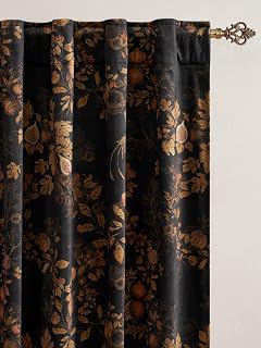 NICETOWN Black Vintage Floral Velvet Blackout Curtains 50x84 Inch 2 Panels: Print Design and Production Notes