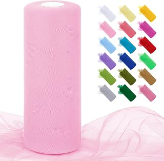 JeogYong Pink Tulle Fabric Rolls 12 Inch by 100 Yards Polyester Netting Fabric Mesh Tulle Ribbon for Tutu Skirts, Gift Wrapping: Ombre Dyeing and Production Notes
