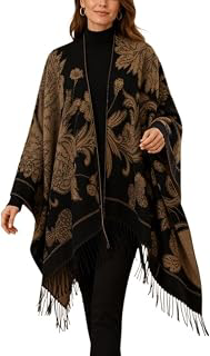 Women's Floral Shawl Wrap,Reversible Jacquard, Poncho Scarf with Fringe: Jacquard Weave and Production Notes