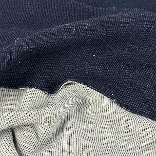 Indigo Double Knit Fabric by the Yard, Two-Tone Indigo Face and Light Gray Back, 100% Cotton, 62