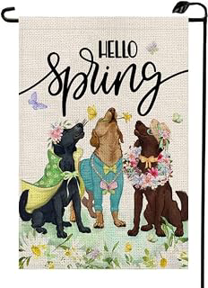 Dog Hello Spring Garden Flag 12x18 Inch Double Sided Floral Outside Small Burlap Yard Flag Decoration CJ16: Fabric Sourcing and Quality Notes