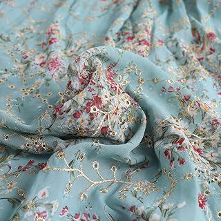 Embroidered Eyelets Chiffon Fabric Drape Floral Printing for Dresses Making 60 inch Wide (Grayish Green, Pre-Cut 2 Yards): Print Design and Production Notes
