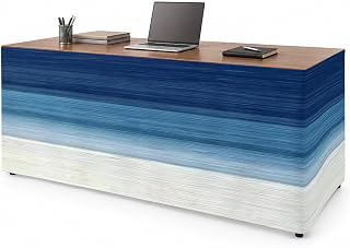 Desk Skirt, Navy Blue Ombre Table Skirts for Rectangle Tables 8Ft, Decorative Desk Skirt for Teacher Desk, Dorm, Modern Abstract Art Blue White: Ombre Dyeing and Production Notes