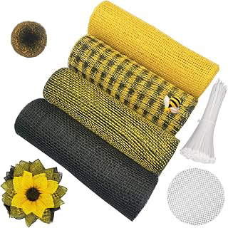 tyoungg 8 in 1 Kit Poly Burlap Decor Mesh Black Yellow Golden Sunflower Halloween Bee Wreath 4 Rolls DIY Kit 10 Inch X 5 Yard Each: Fabric Sourcing and Quality Notes