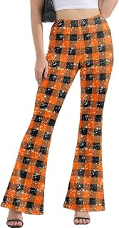 Halloween Flare Leggings for Women Pumpkin Witch Pants Day of The Dead Flare Leggings: Print Design and Production Notes
