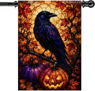 Halloween Raven House Flag 28x40 Double Sided Burlap Outdoor Decor: Fabric Sourcing and Quality Notes