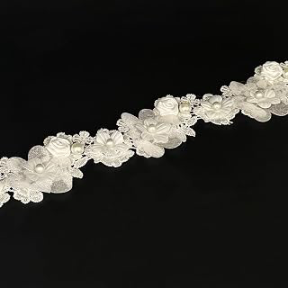 Vintage Flower White Pearl Bead Lace Trim Ribbon Floral Appliques Embroidered Lace Fabric for Sewing Craft Wedding Bridal Dress Clothes Costume: Fabric Sourcing and Quality Notes