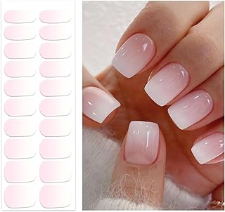 Semi Cured Gel Nail Strips | Gel Nail Stickers with UV Light Required | Salon Quality, Easy Application and Removal（Pink Ombre）: Ombre Dyeing and Production Notes