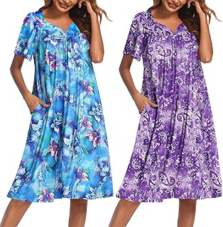 2 Pack House Dresses for Women with Pockets Short Sleeve Moo Moos: OEM Production and Sizing Notes