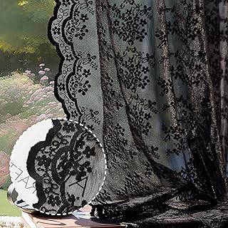 Anmao Vintage Lace Curtains 63 Inches Long 2 Panels Set, Romantic Elegant Light Filtering Semi Sheer Floral Thick Lacy Curtain Drapes for Living: Jacquard Weave and Production Notes