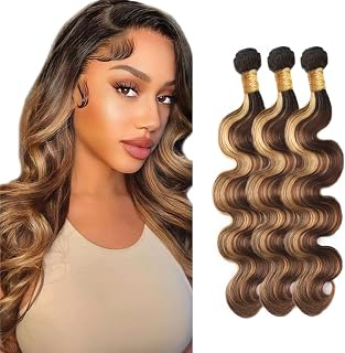 Ombre Human Hair Bundles Ombre Bundles Human Hair Brown and Honey Blonde P427 Body Wave Bundle Unprcessed Color 1BP427 Brown Bundle 150g 12 14: Ombre Dyeing and Production Notes