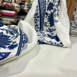 Patterned Double Blue Layer Cotton Muslin Fabric, Clothing Fabric, Summer Fabric, Dress Fabric(140cm/1.53 Yards/55 inches): Fabric Sourcing and Quality Notes