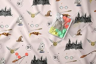 Magical Wizard Cotton Fabric - Fantasy Print for Quilts, Pillows, Bags, Baby Blankets & Craft Projects(1 Yard (36
