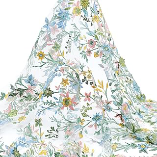 NBEADS 1 Yard Embroidered Flower Fabric, 63inch Polyester Mesh Embroidered Lace Trim Embroidery Tulle Fabric Garment Accessories for Dress Table: Ombre Dyeing and Production Notes