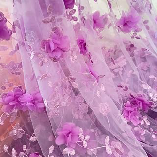 Tulle Fabric by Yard 3D Flower Embroidery Women Skirt with Soft Tulle Lace Fabric - 59 Inch Wide, for DIY Clothing Design, Wedding Dresses: Ombre Dyeing and Production Notes