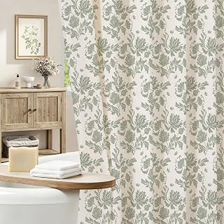 MitoVilla Sage Linen Farmhouse Shower Curtain, Vintage Boho Floral 72x72: Jacquard Weave and Production Notes