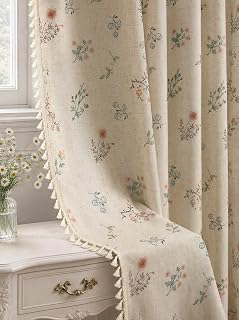 Boho Floral 100% Blackout Curtains 84 Inch 2 Panels Linen Texture: Print Design and Production Notes