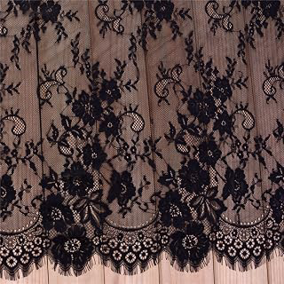 3 Yards French Eyelash Lace Fabric Floral Embroidered Lace Fabric for Clothes Wedding Dress Sewing Home Decoration (59