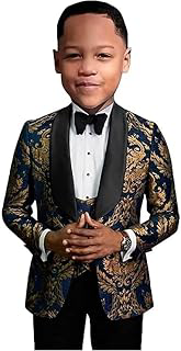 Jacquard Suit for Boys, Slim Fit Formal Toddler Tuxedo Suit Set Blazer Vest with Pants, Kids Wedding Ring Bearer Outfit: Jacquard Weave and Production Notes