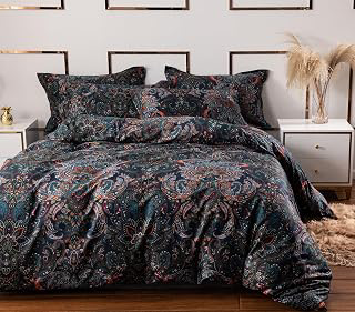 Helthep Vintage Elegant Black Paisley Cal King 3Pcs Duvet Cover Sets: Jacquard Weave and Production Notes
