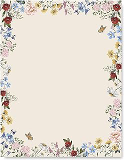 AnyDesign 80 Sheet Floral Letterhead Vintage Wildflower Letter Paper Retro Flower Letter Writing Paper for Invitation Office School Printing: Print Design and Production Notes