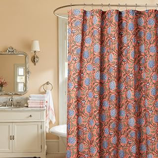 MUGINYU Boho Burnt Orange Floral Shower Curtain - 72x72 Inches,Cotton Blend Cloth Fabric, Botanical Coral Block Print Pattern for Rustic: Print Design and Production Notes