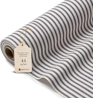 Navy Woven Ticking Fabric 100% Cotton - 44/45