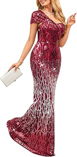 Women Sequin One Shoulder Mermaid Formal Maxi Dress Evening Gown: Ombre Dyeing and Production Notes