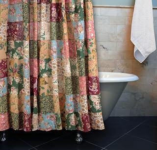 Greenland Home Antique Chic Shower Curtain, 72x72 inches, Featuring Authentic Patchwork Construction, 100% Cotton, Lined: Jacquard Weave and Production Notes
