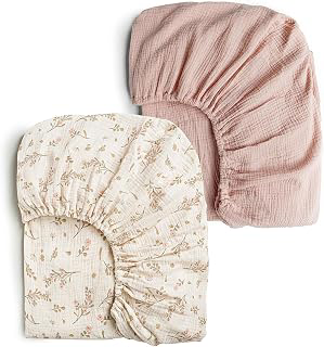 Konssy 2 Pack Muslin Crib Sheets for Standard Crib Mattress, 52
