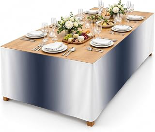 9Ft Table Skirt, Navy Blue Ombre Table Skirt for Rectangle Tables & Round Tables, Decorative Desk Skirts, Farmhouse Modern Art Party Tablecovers: Ombre Dyeing and Production Notes